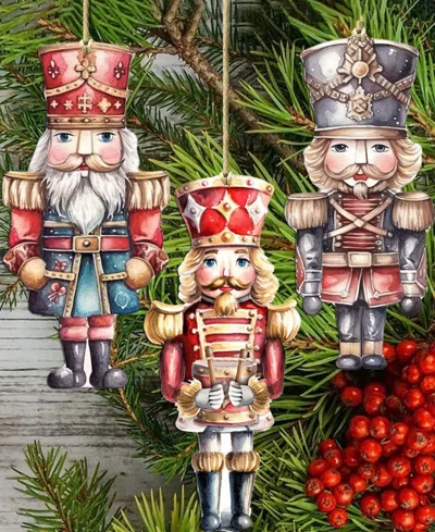 Designocracy Nutcrackers Christmas Ornaments, Set Of 3 In Multi