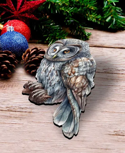 Designocracy Night Owls Wood Clip-on Ornaments, Set Of 3 In Multi