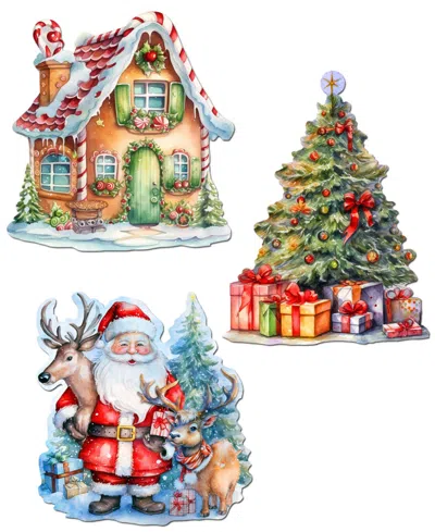 Designocracy Christmas Is Here Clip-on Ornaments, Set Of 3 In Multi