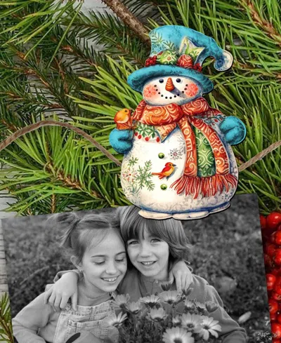 Designocracy Snowman Wooden Clip-on Ornaments, Set Of 3 In Multi