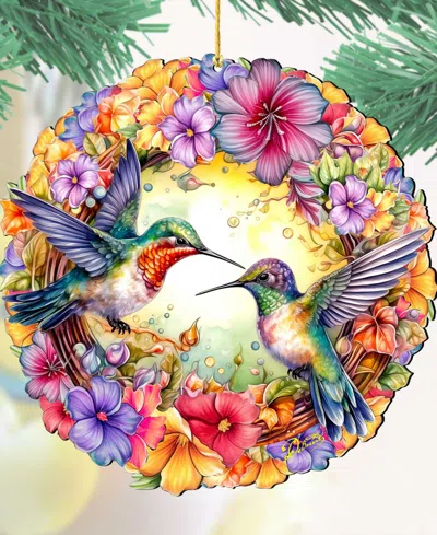 Designocracy Hummingbirds Wreath Christmas Ornament In Multi