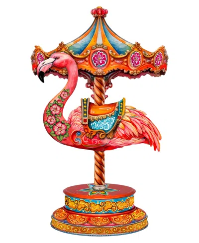 Designocracy Pink Flamingo Carousel Holiday Door Decor In Multi