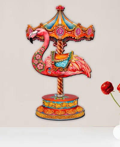 Designocracy Pink Flamingo Carousel Holiday Door Decor In Multi