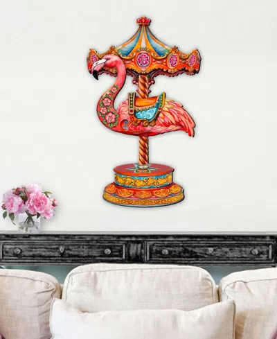 Designocracy Pink Flamingo Carousel Holiday Door Decor In Multi