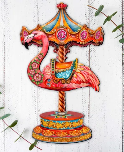 Designocracy Pink Flamingo Carousel Holiday Door Decor In Multi