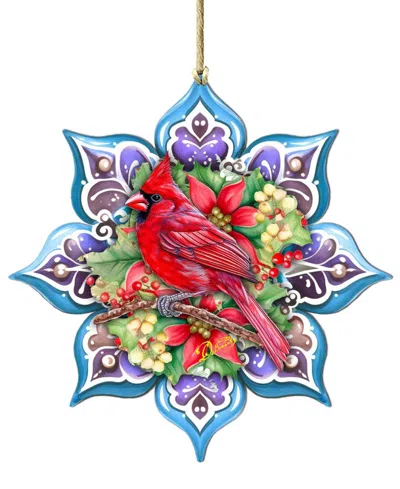 Designocracy Cardinal Snowflake Christmas Ornament In Multi
