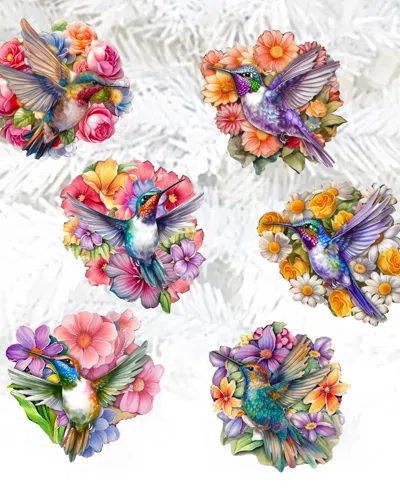 Designocracy Hummingbirds Wood Clip-on Ornaments, Set Of 6 In Multi