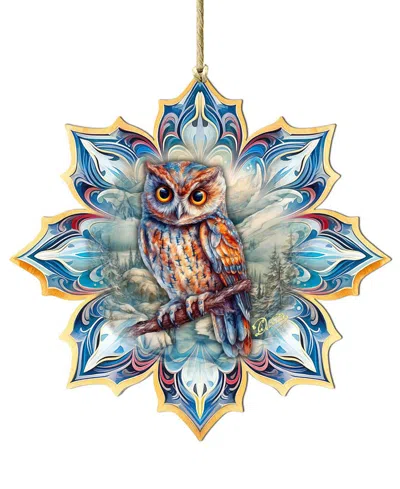 Designocracy Great Horned Owl Snowflake Ornament In Multi