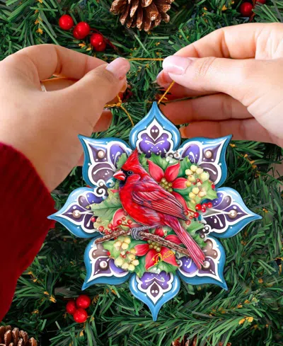 Designocracy Cardinal Snowflake Christmas Ornament In Multi