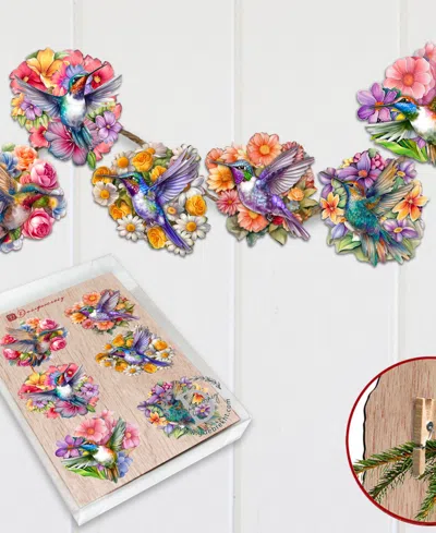Designocracy Hummingbirds Wood Clip-on Ornaments, Set Of 6 In Multi
