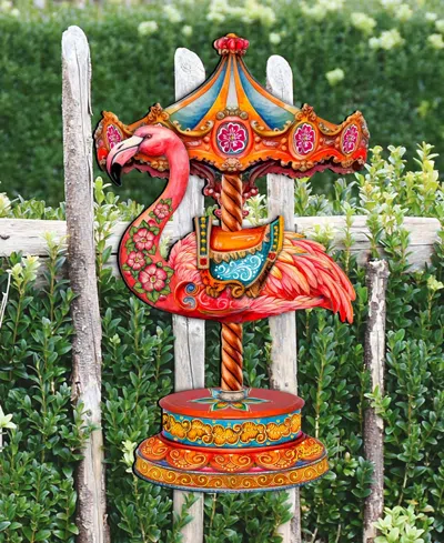 Designocracy Pink Flamingo Carousel Holiday Door Decor In Multi