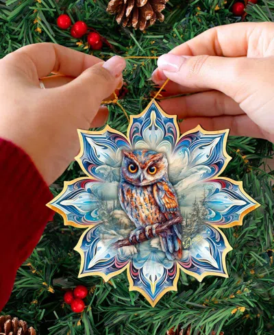 Designocracy Great Horned Owl Snowflake Ornament In Multi