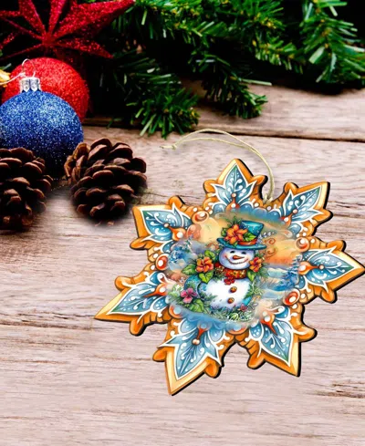 Designocracy Happy Snowman Snowflake Ornaments, Set 3 In Multi