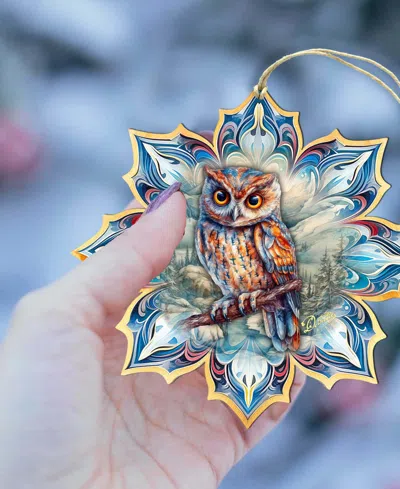 Designocracy Great Horned Owl Snowflake Ornament In Multi