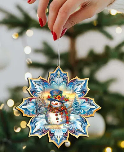 Designocracy Happy Snowman Snowflake Ornaments, Set 3 In Multi