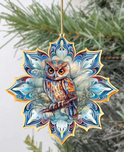 Designocracy Great Horned Owl Snowflake Ornament In Multi