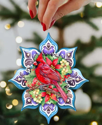 Designocracy Cardinal Snowflake Christmas Ornament In Multi