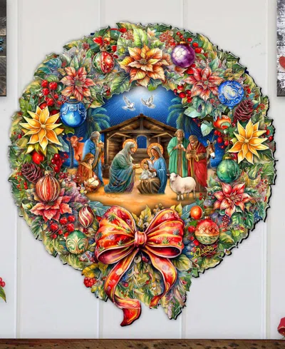 Designocracy Nativity Wreath Holiday Door Decor In Multi