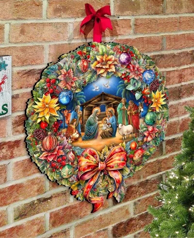 Designocracy Nativity Wreath Holiday Door Decor In Multi