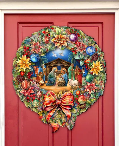 Designocracy Nativity Wreath Holiday Door Decor In Multi