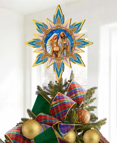 Designocracy Born Under Bright Star Wood Tree Topper In Multi