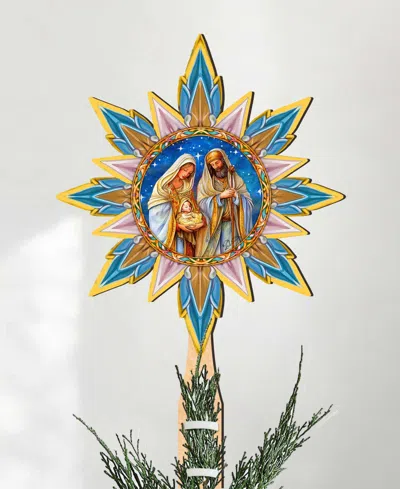 Designocracy Born Under Bright Star Wood Tree Topper In Multi