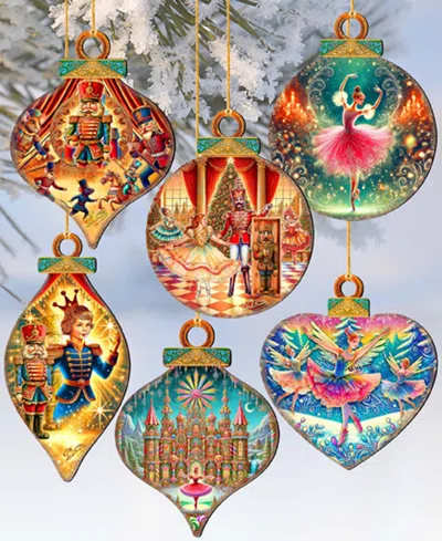 Designocracy Nutcracker Suite Wooden Ornaments, Set 12 In Multi
