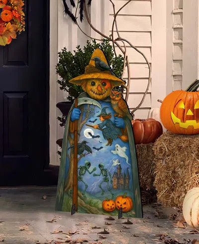 Designocracy Halloween Scarecrow Outdoor Yard Decor In Blue