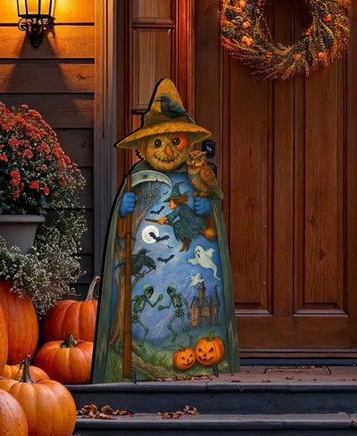 Designocracy Halloween Scarecrow Outdoor Yard Decor In Blue