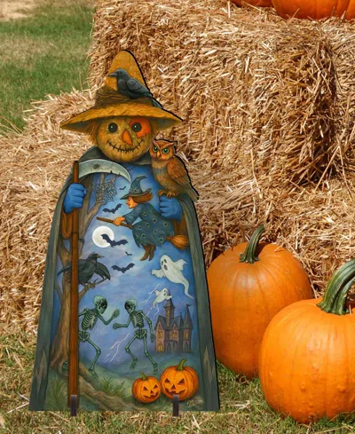 Designocracy Halloween Scarecrow Outdoor Yard Decor In Blue