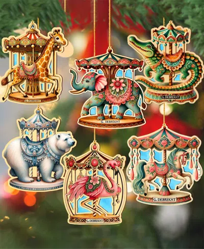 Designocracy Carousel Animals Ornaments, Set Of 12 In Multi