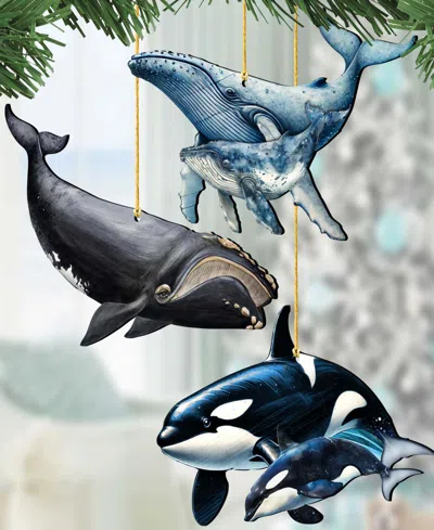 Designocracy Ocean Life Christmas Ornaments, Set Of 3 In Multi
