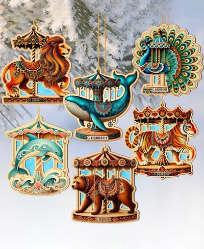 Designocracy Carousel Animals Ornaments, Set Of 12 In Multi