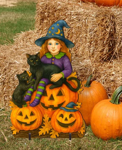 Designocracy Halloween Witch Outdoor Garden Decor In Multi