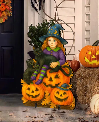 Designocracy Halloween Witch Outdoor Garden Decor In Multi