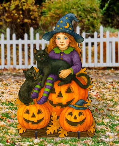 Designocracy Halloween Witch Outdoor Garden Decor In Multi