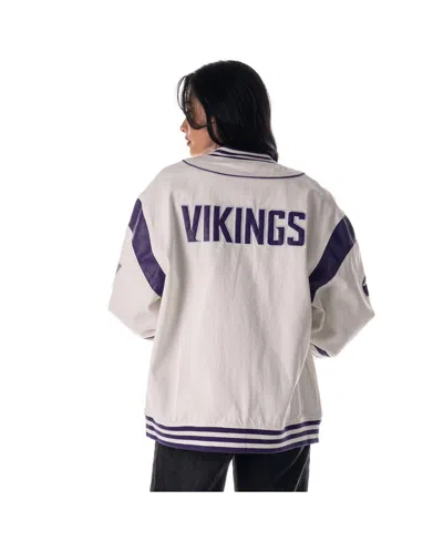 The Wild Collective Men's And Women's White Minnesota Vikings Oversized Retro Full-zip Jacket In Multi