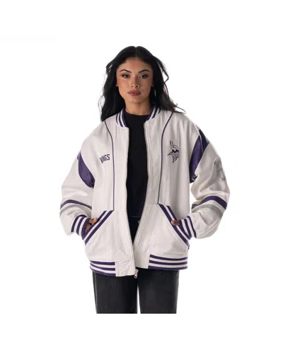 The Wild Collective Men's And Women's White Minnesota Vikings Oversized Retro Full-zip Jacket In Multi