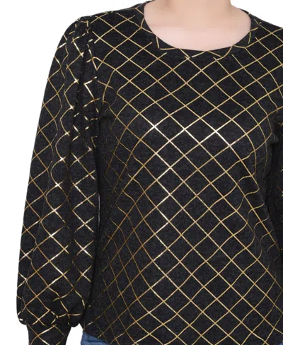 Ny Collection Women's Bishop Sleeve Pullover Top In Multi