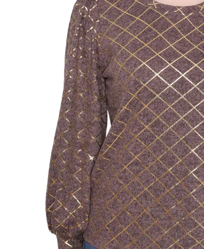 Ny Collection Women's Bishop Sleeve Pullover Top In Animal Print