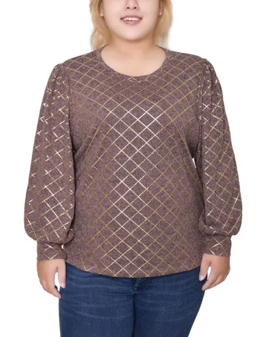 Ny Collection Women's Bishop Sleeve Pullover Top In Animal Print