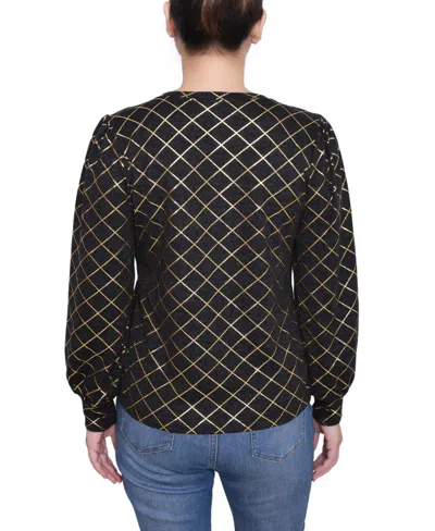 Ny Collection Petite Bishop Sleeve Pullover Top In Multi