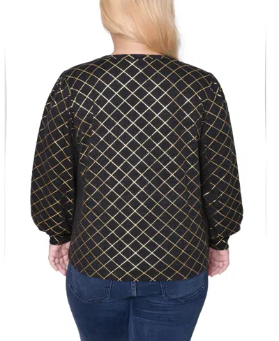 Ny Collection Plus Size Bishop Sleeve Pullover Top In Animal Print