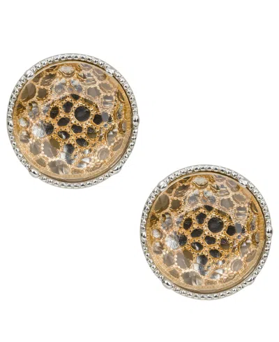 Patricia Nash Resin Stone Matte Gold-tone And Rhodium Button Post Earrings In Gold