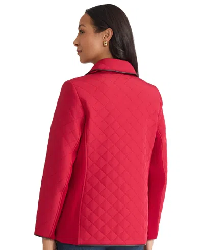 Jones New York Quilted Snap Front Jacket In Red