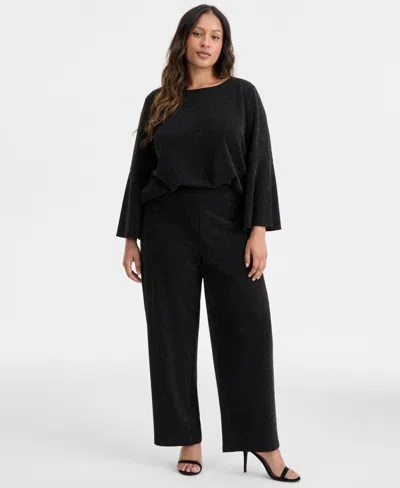 Ak Anne Klein Plus Size High Rise Pull On Pants In Black