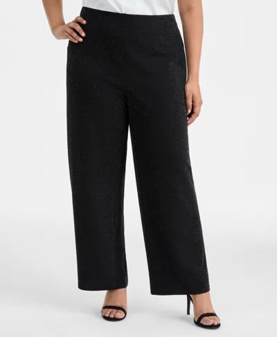Ak Anne Klein Plus Size High Rise Pull On Pants In Black