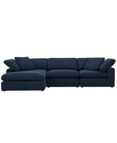 Macy's Furniture Fog 3-pc. Fabric Chaise Sectional Sofa Set In Blue