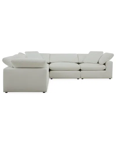 Macy's Fog 5-pc Fabric L Sectional In White