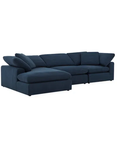 Macy's Furniture Fog 3-pc. Fabric Chaise Sectional Sofa Set In Blue